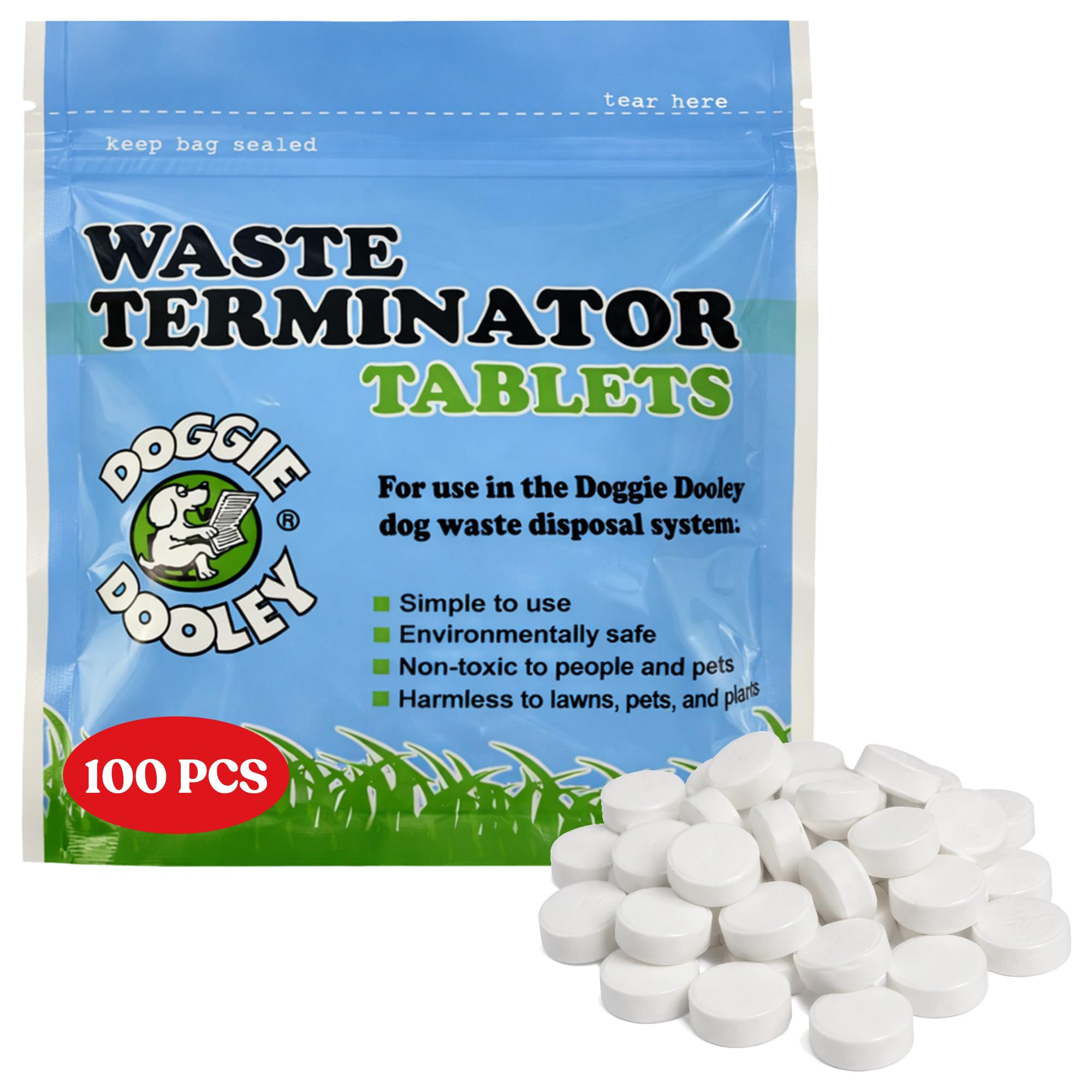Doggie Dooley Dog Waste Terminator Tablets 100 Tabs 25 Month Supply