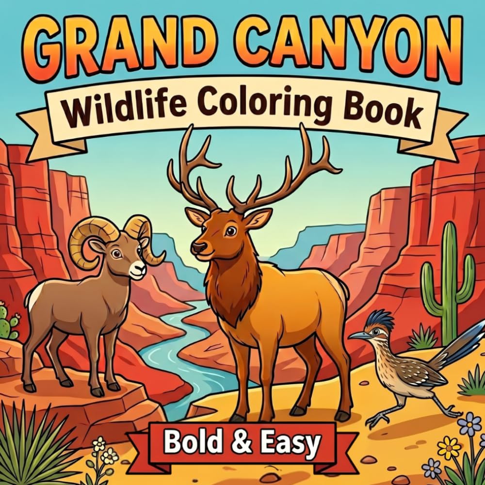 Grand Canyon Wildlife Coloring Book: Bold & Easy Animal Coloring Pages Inspired by Grand Canyon National Park