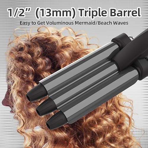 Miniatura 2 de Wizchark Rizador de pelo pequeño, rizador de ondas de playa de 12 pulgada, mini ondulador de pelo para cabello corto y largo, rizador de 3 barriles,