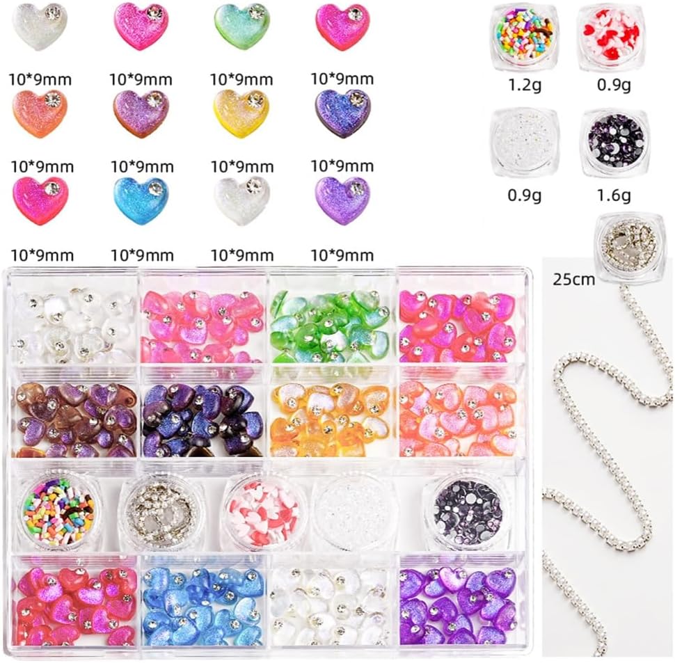 Heart Nails Art Charm Resin Flatback Heart Nails Rhinestones Charm Nails Art Decoration for Nails Craft