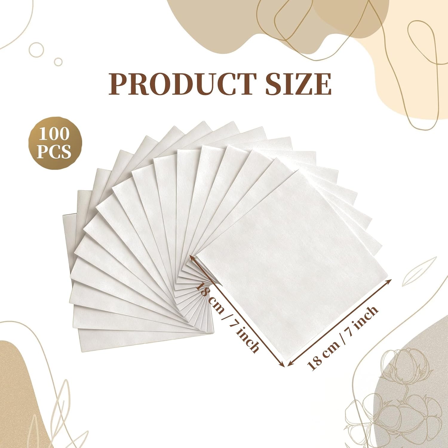 100 Pcs 7x7 Inches Cotton Fabric Squares Precut Quilting Fabric Bundles Natural Cotton Fabrics Squares for DIY Beginners Sewing Craft