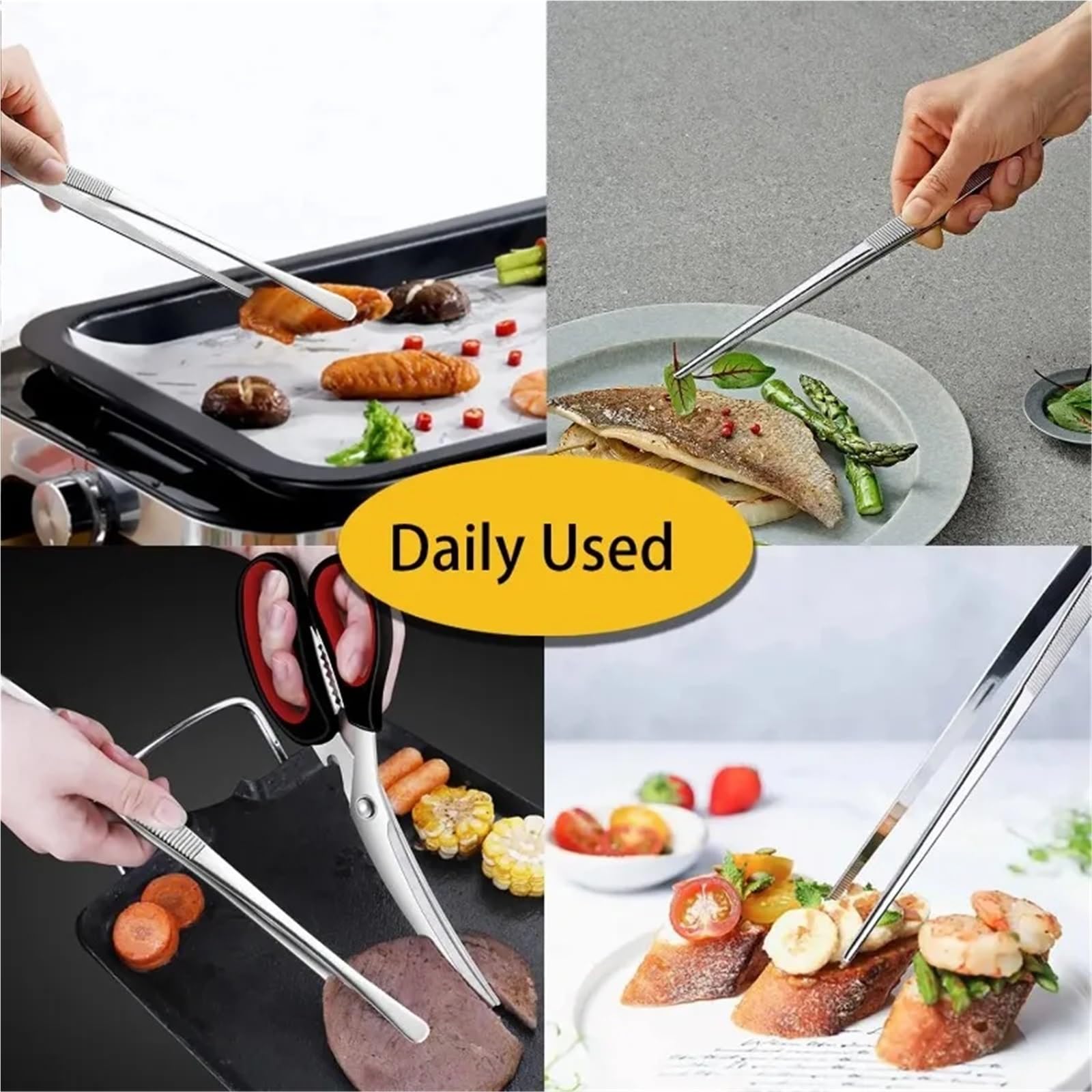 Pinze Da Cucina 2 uds pinzas pinzas finas pinzas de cocina de acero inoxidable 304 extralargas for cocina comida de mar y barbacoa Para Cocina(12inch)