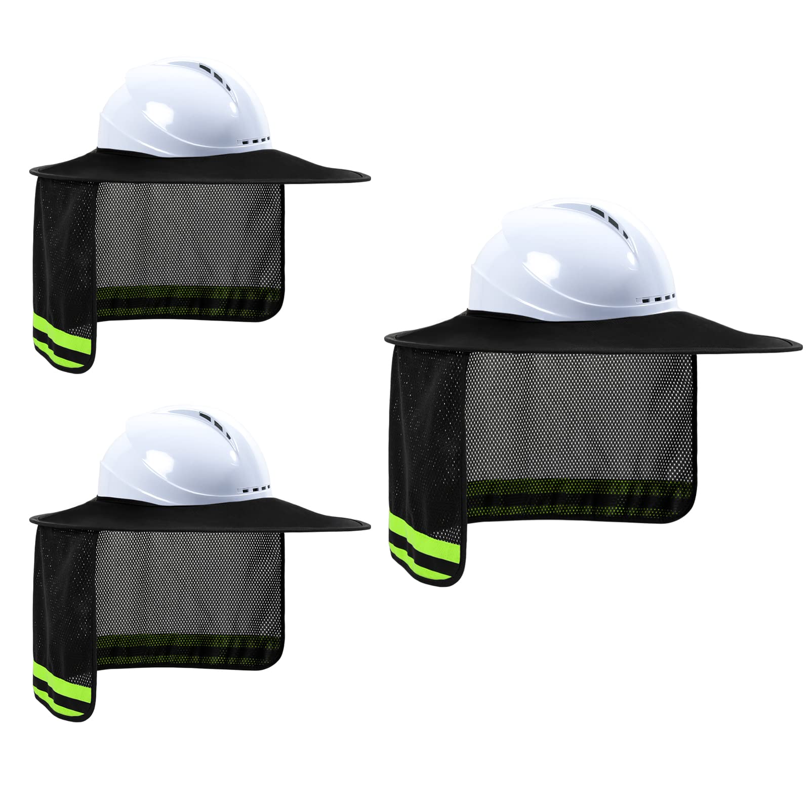 Hard Hat Sun Shade, High Vis Sun Visor Shade, Full Brim, Black, 3PCS