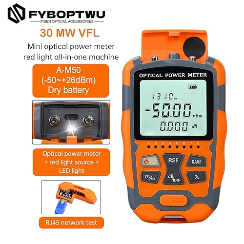 Miniatura 3 de Probador de fibra óptica de función 4 en 1 Medidor de potencia óptica portátil (FCSCST) y localizador de fallas visuales VFL 30MW e iluminación LED,