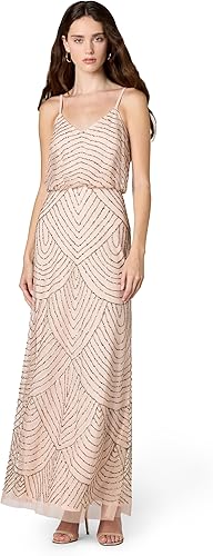 Adrianna Papell Lng Blouson Dress - vestido Mujer, Multicolor (Blush/Gold), 34 E