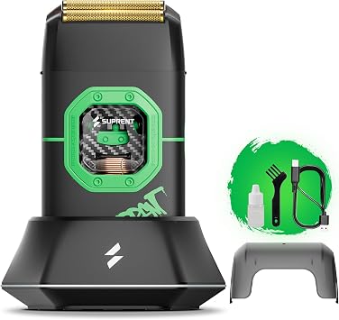SUPRENT Fangs Professional Foil Shaver, 13000RPM Vector Motor Electric Razor for Head, Beard, Neck, Portable Close Face Shaver with Type-C Rechargeable