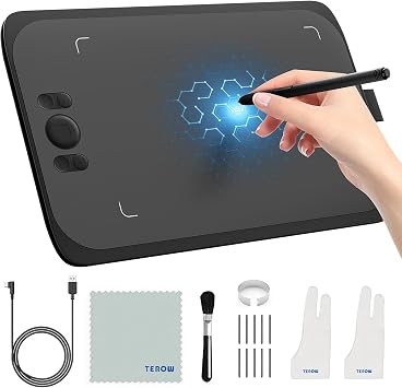 Ugee Drawing Tablet Pad,Digital Graphics Tablets M808 10x6 Inch, 8192, 8 Shortcut Keys, Digital Art for Paint, Sketch,Design, Teaching&Study for PC/Mac/Computer/Chrome Os/Android, Student,Kids Gift