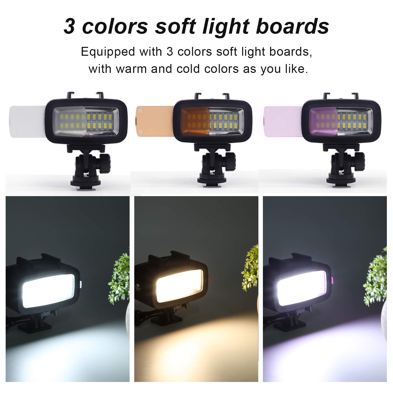 VBESTLIFE LED Tauchlicht 40m Unterwasserfotografie Fülllicht wasserdichte Tauchkamera LED Videolicht 5500K
