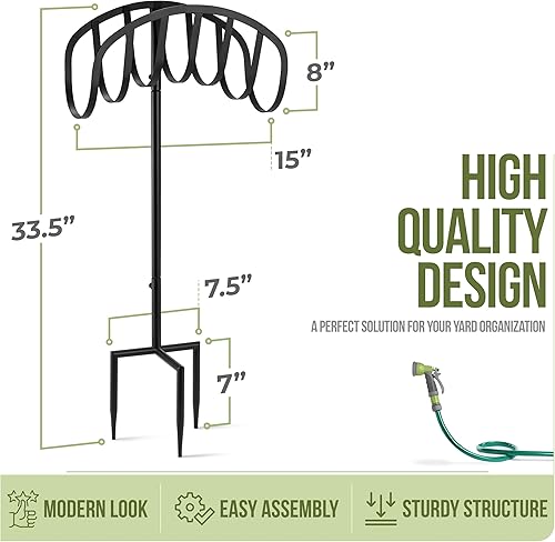 Miniatura 2 de Sorbus Manger - Almacenamiento de manguera de agua de jardín, ideal para jardín, césped, patio, soporte decorativo con estacas de tierra, soporta