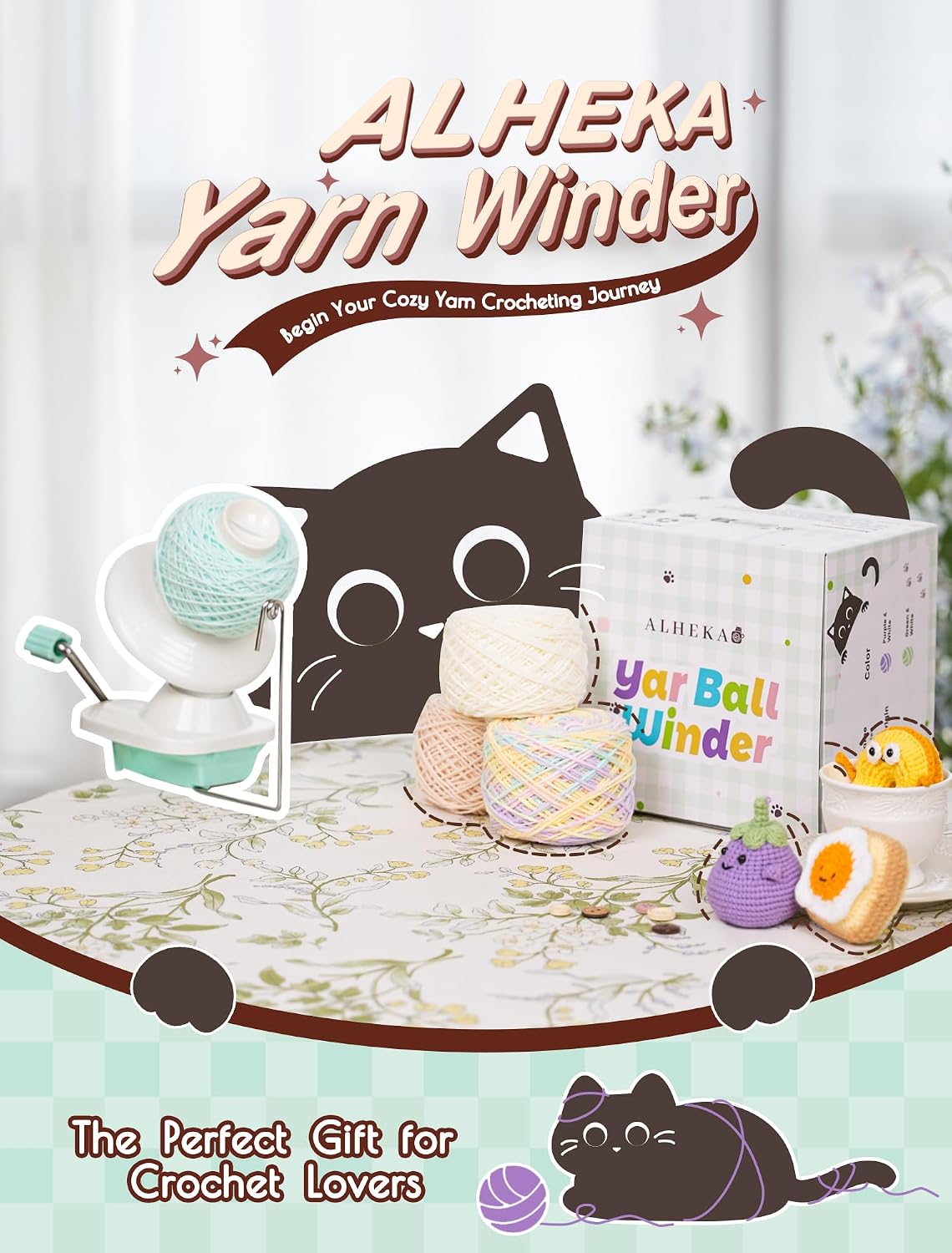 ALHEKA Yarn Winder – Yarn Ball Winder & Spinner for Crocheting and Knitting 4oz, The Yarn Helper for Knitting Enthusiast