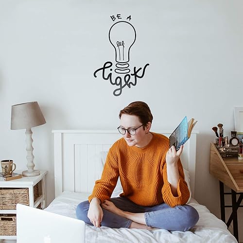 Miniatura 2 de Calcomanía de vinilo para pared, 25 x 17 pulgadas, diseño de bombilla motivacional positiva de moda, para interiores y exteriores, hogar,