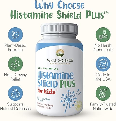 Miniatura 8 de Suplemento antihistamínico natural, alivio sinusal y de alergias para polen, caspa de mascotas, polvo, moho y olores, 60 tabletas masticables de