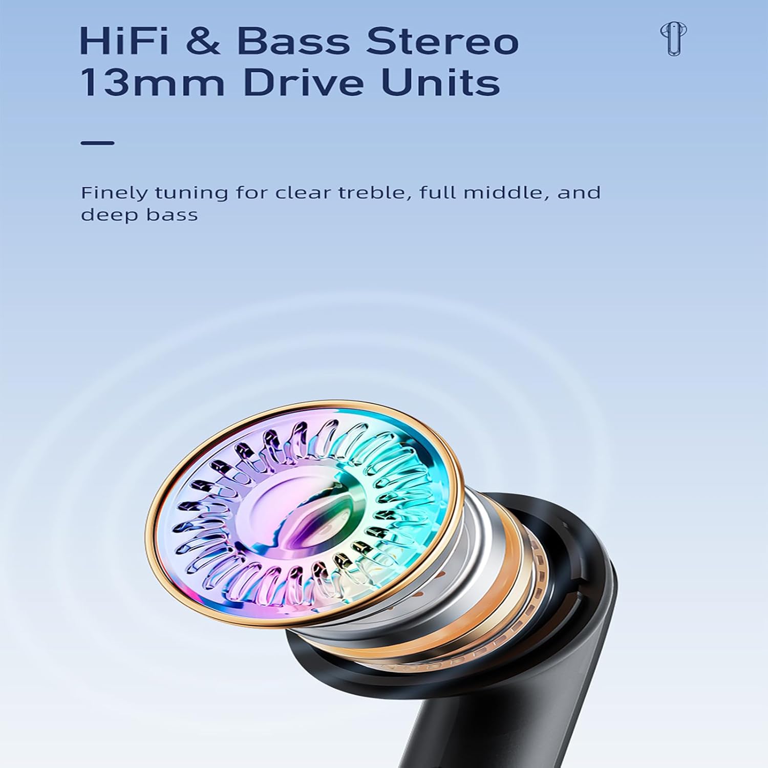 AWEI T66 Wireless Earbuds, Bluetooth 5.3 Headphones Bass Stereo, Ear Buds with Noise Cancelling Mic, IPX6 Waterproof in Ear Earphones, 30H Playtime for Laptop Pad Phones Sports Workout Black