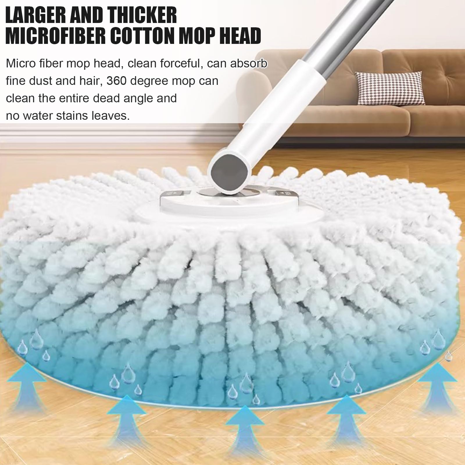 Este Juego de fregona giratoria y Cubo con escurridor para el hogar, Sistema de fregona giratoria de 360°, fregona húmeda para Polvo para Limpieza de Suelos con 5 Cabezales de Microfibra.
