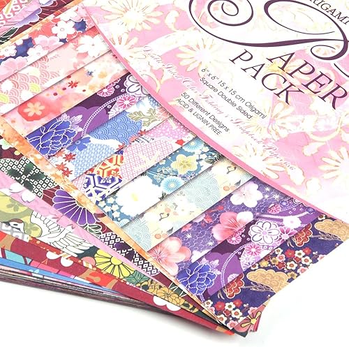 Vista 12 de Juego de 10 paquetes diferentes de papel de origami de 6 pulgadas, cuadrados, de doble cara, colores vivos, creación, fácil de plegar, manualidades