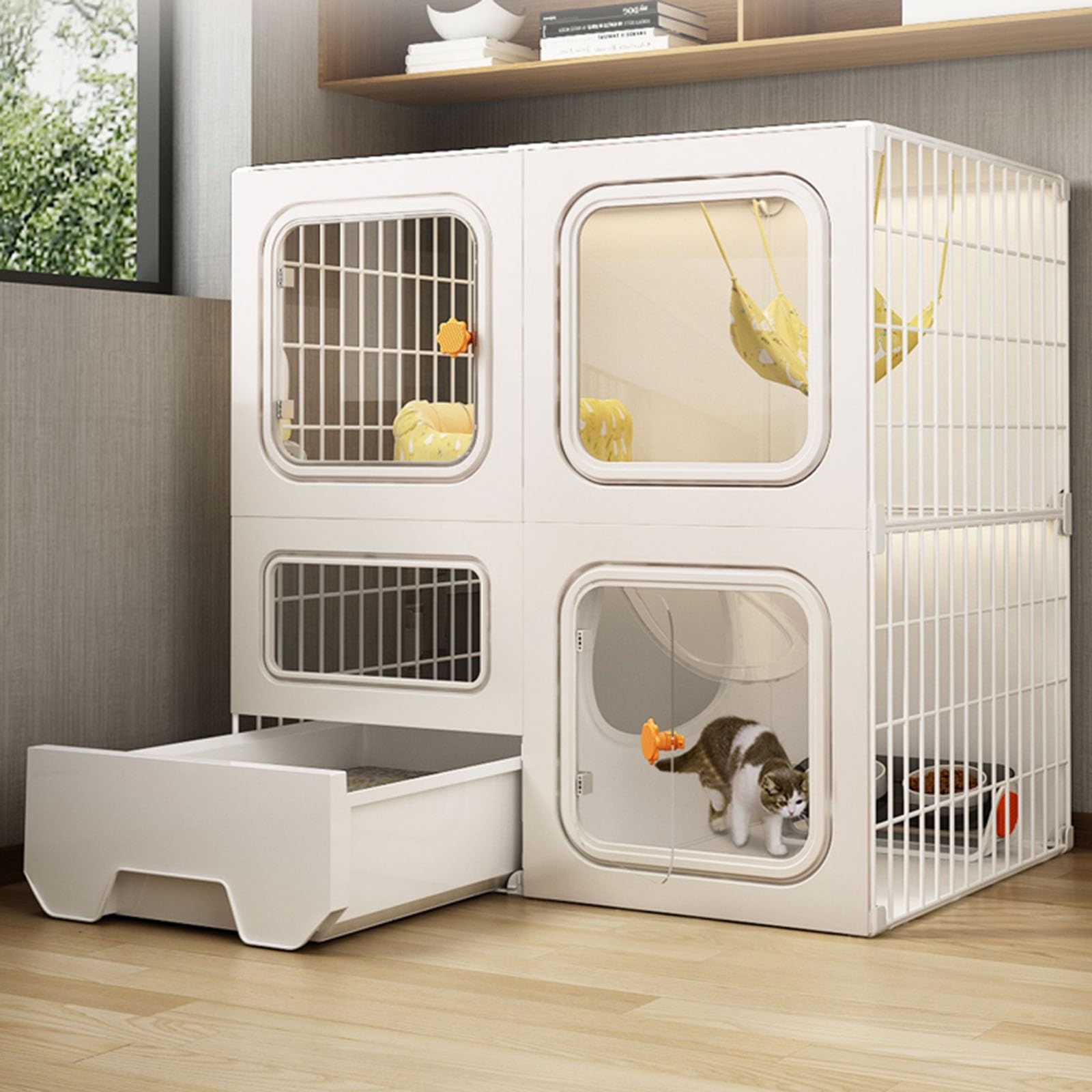 Cage de transport pour 1 à 2 chats d'intérieur en polypropylène blanc 71x36,5cm
