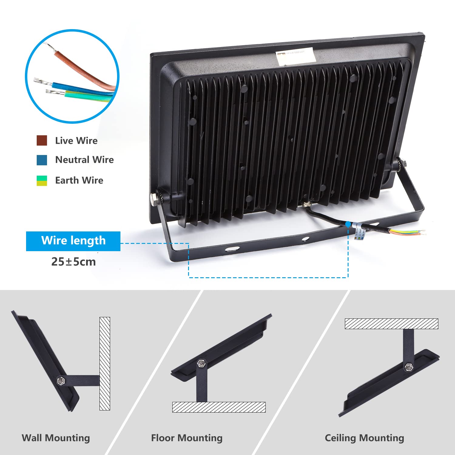 Aigostar AIG-100501KQE Projecteur LED 150 W 6400 K IP65 Équivalent de 1350 W, Noir