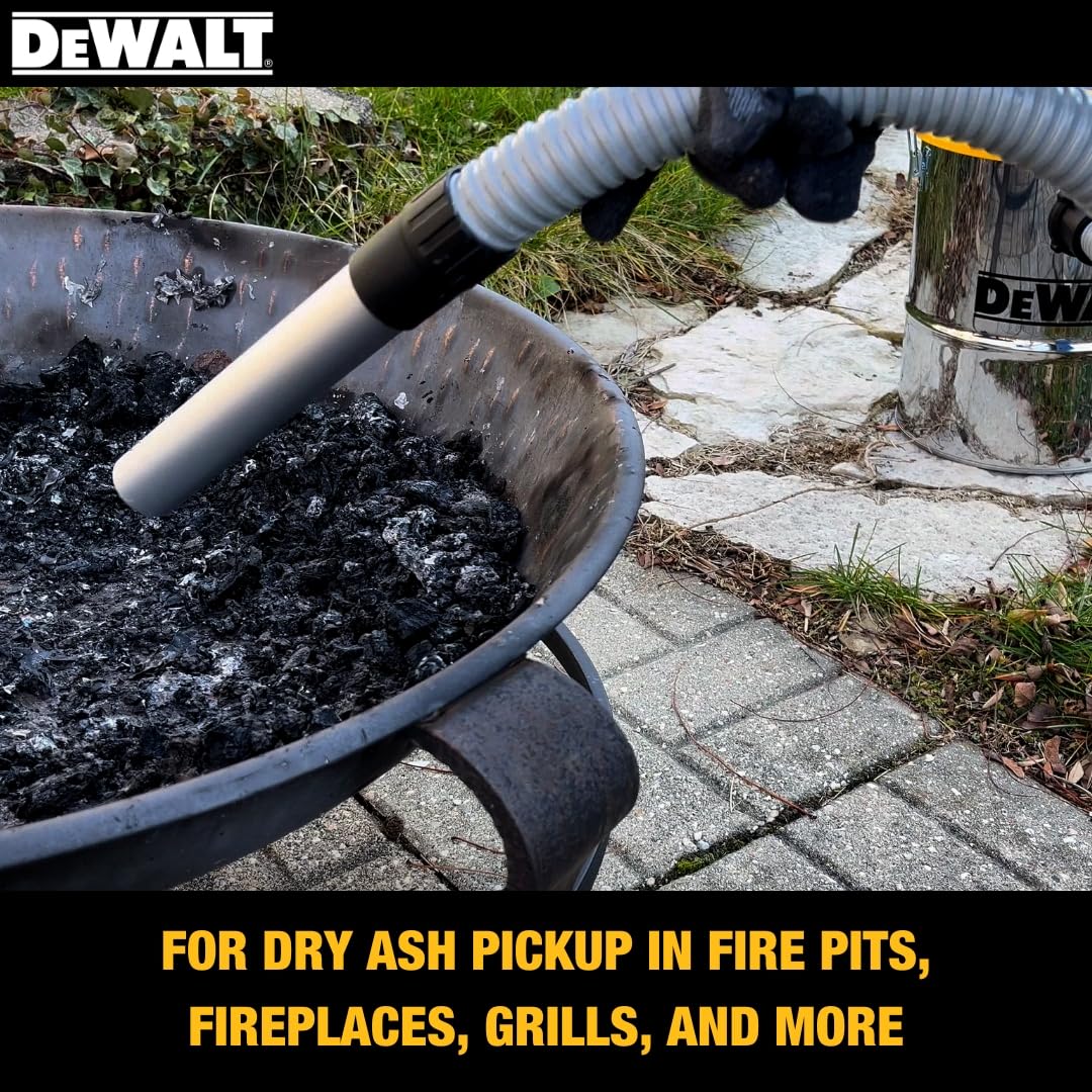 DEWALT DXV04A, recipiente de metal de 4 galones, motor potente de 4 CV, succión fuerte y filtración eficiente, aspiradora de ceniza segura para estufas de pellets, chimeneas y parrillas de barbacoa