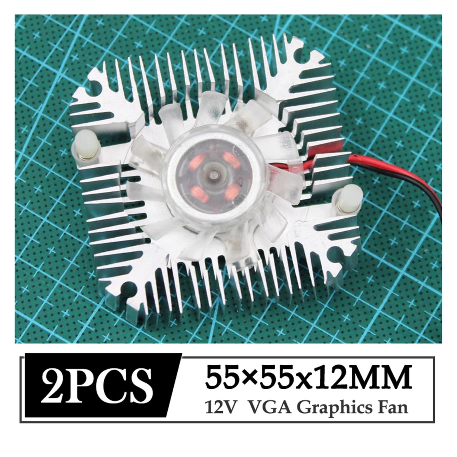 2 uds 55mm VGA Tarjeta gráfica Ventilador de refrigeración 5,5 cm Aluminio PC GPU VGA Tarjeta gráfica Enfriador disipador de Calor Ventilador a Agujero 55mm DC 12V 36mm Ventilador