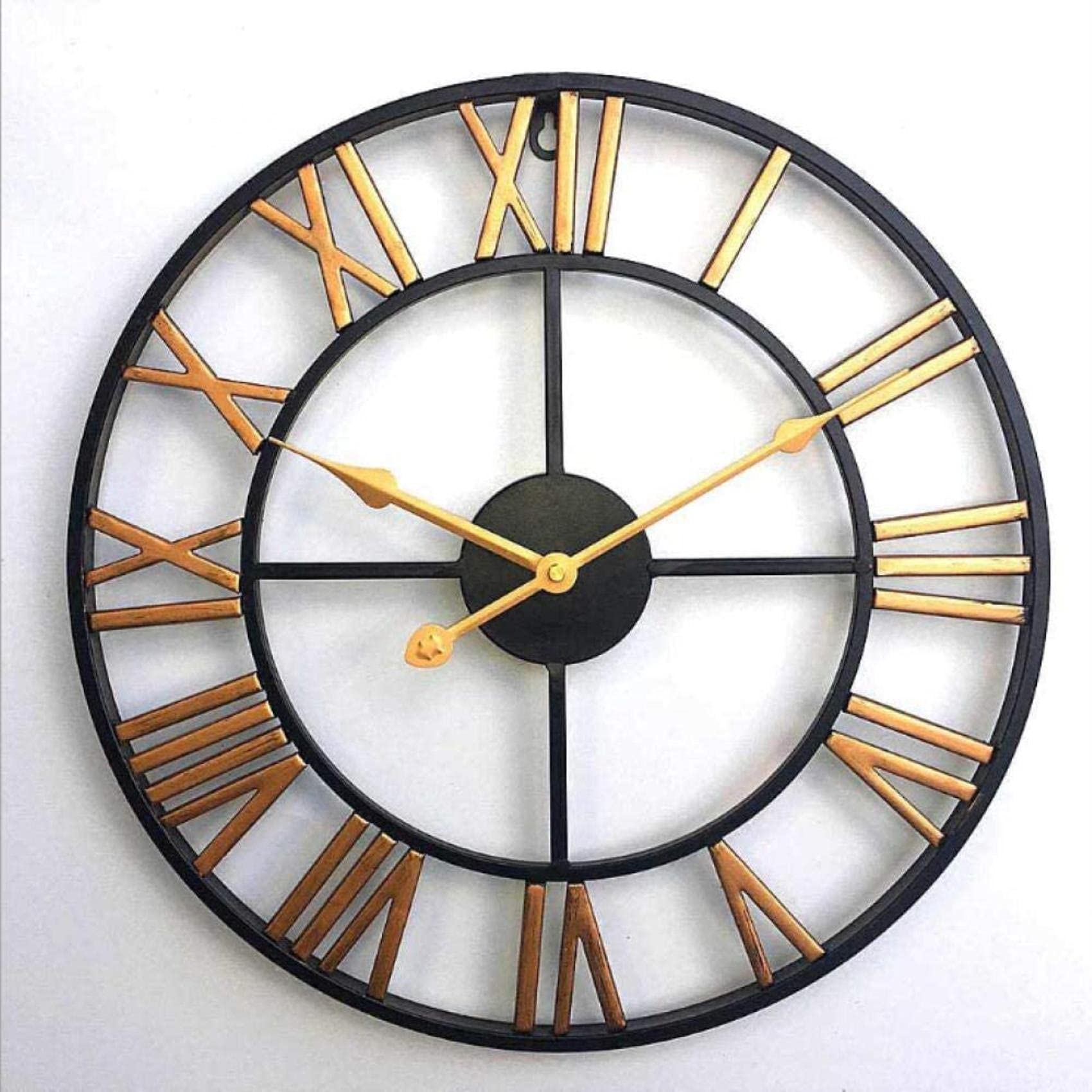 MYUYEE Large Outdoor Garden New Big Roman Numerals Giant Open FA Metal Golden Metal Wall Clock-16 Inch/40Cm Beautiful snery