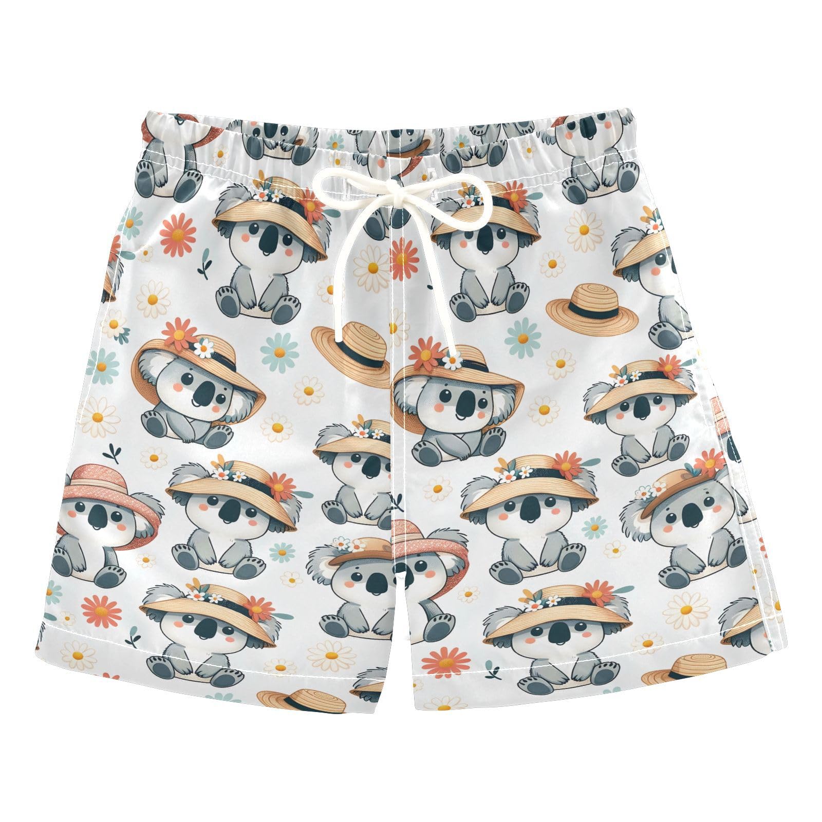 ALAZA Cute Koala Wearing Flower Floral Boys' Swim Trunks Beach Shorts Quick Dry Swimsuit 5T