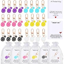 24Set Smiley Face Keychains with Pocket Hug Cards, Party Favor Gifts