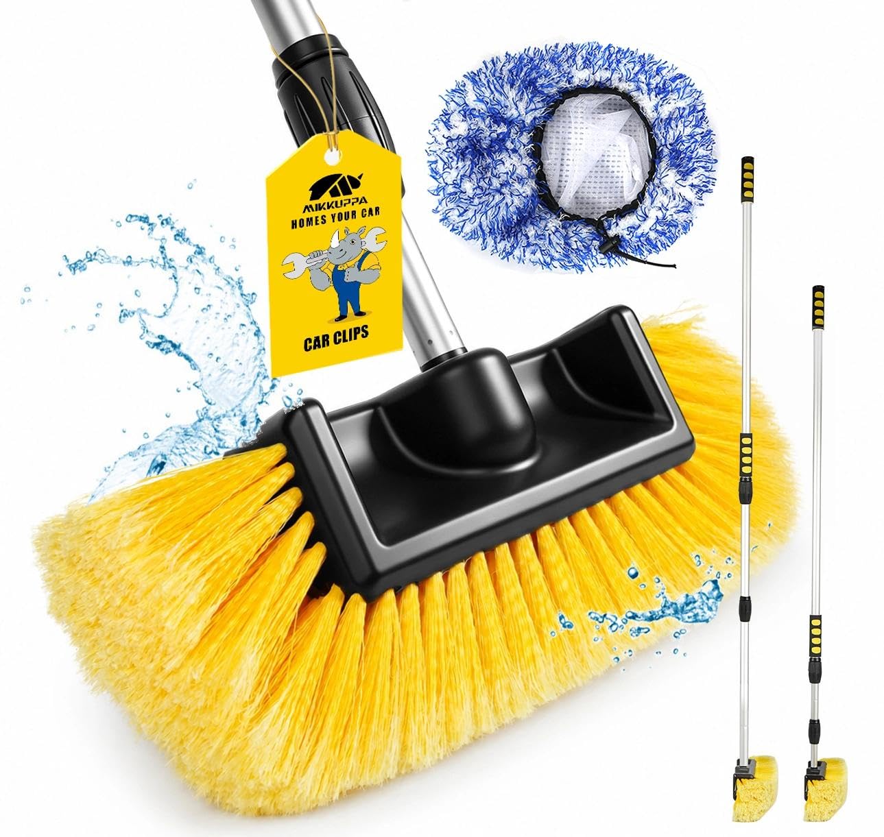 MIKKUPPA Teleskop Autowaschbürste mit Premium Brush Cover für gründliche Reinigung