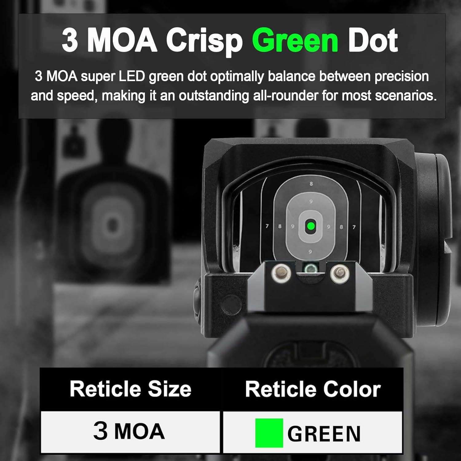 GOWUTAR GP-6 Red/Green Dot Sight for Pistols - 3 MOA RMR Footprint Red Dot Optic with Motion Awake, Rugged 7075 Aluminum IPX7 Waterproof Open Reflex Sights