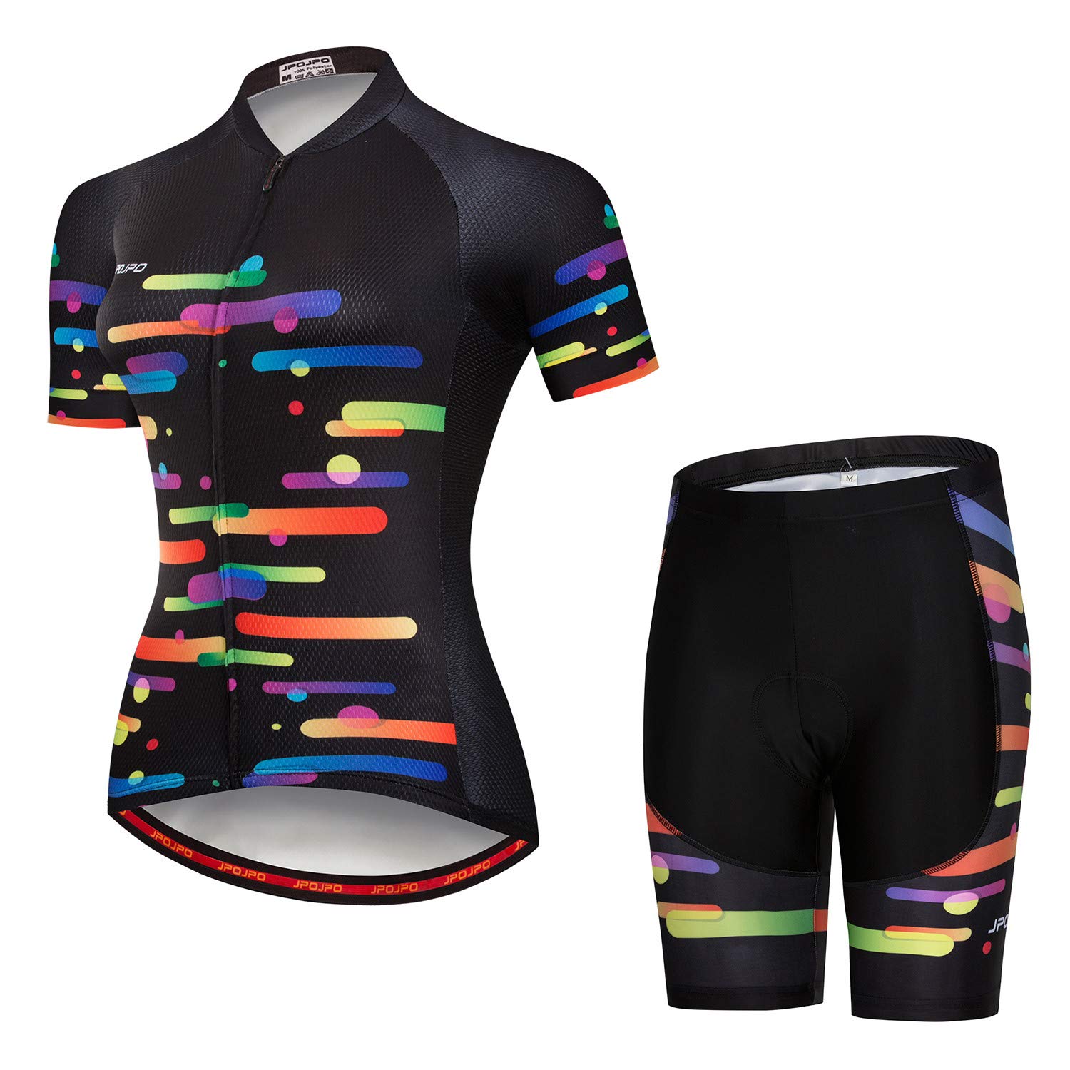 JPOJPO Damen Radtrikot Set Radtrikot Kurzarm + Radhose mit 5D Sitzpolster MTB Fahrradbekleidung