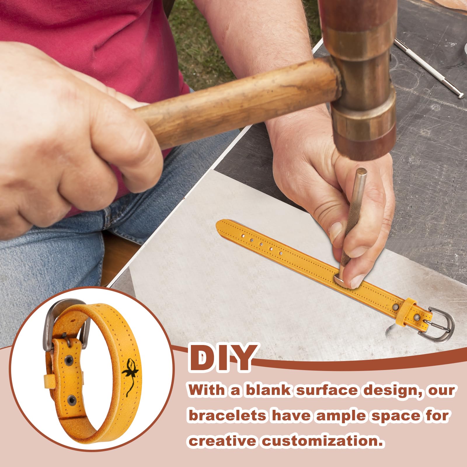 MECCANIXITY Plain Leather Bracelets Buckle Bangle Leather Snap Bracelets Adjustable Blank Wrist Cuffs DIY Craft Wristbands for Men Women Jewelry Making, Black