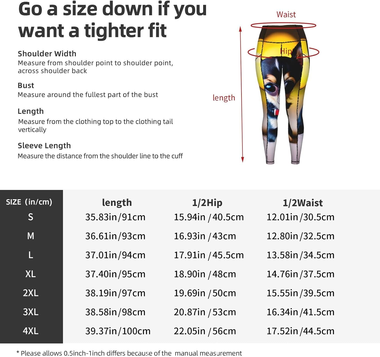 Chihuahua Dog Print Leggings with Pockets,High Waist Tummy Control Pants, Workout Sets for Women