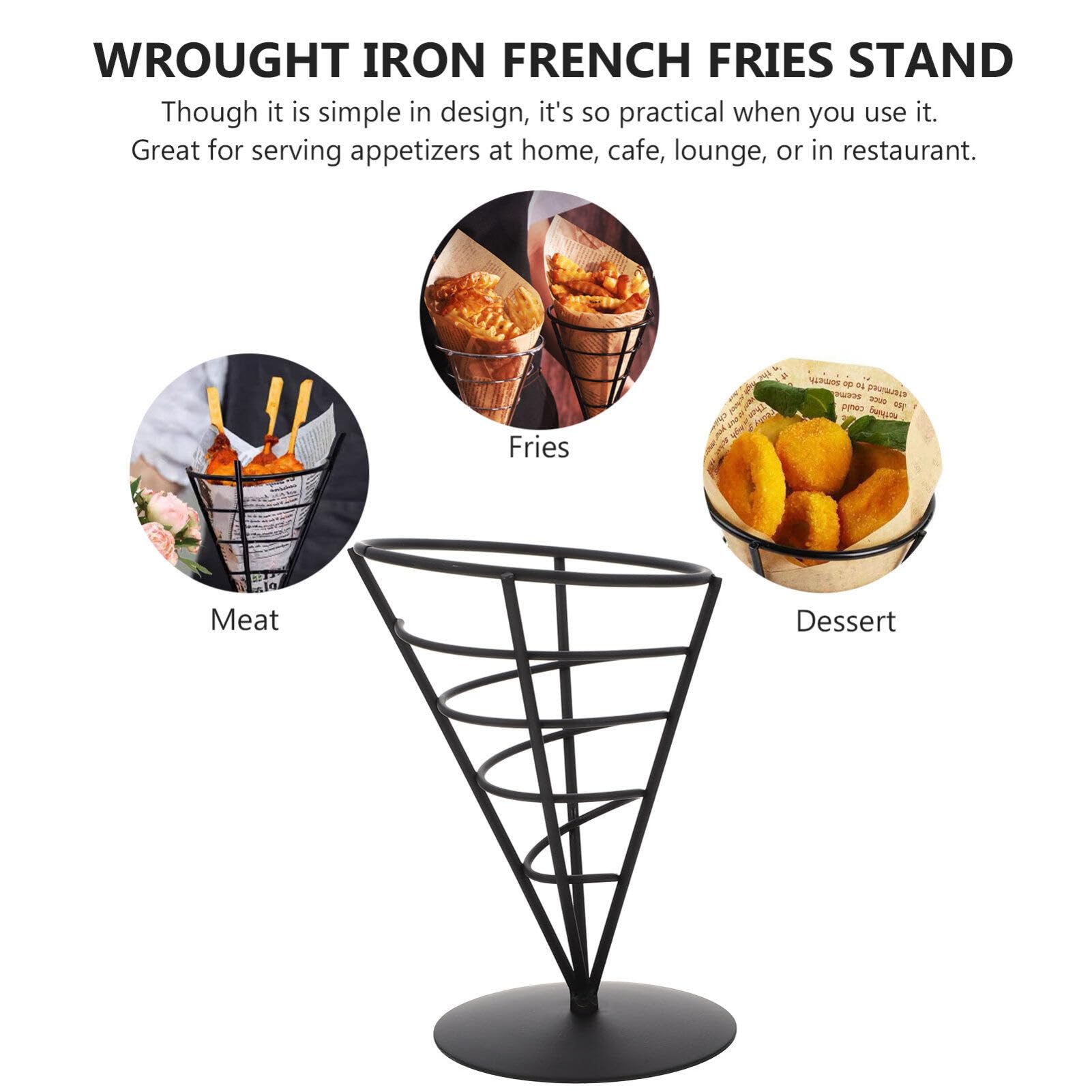 Kichvoe French Fries Rack Iron Snack Holder for Kitchen and Restaurant Storage Stand for Fries Popcorn and Snacks Easy to Clean for Events and Fast Food Venues