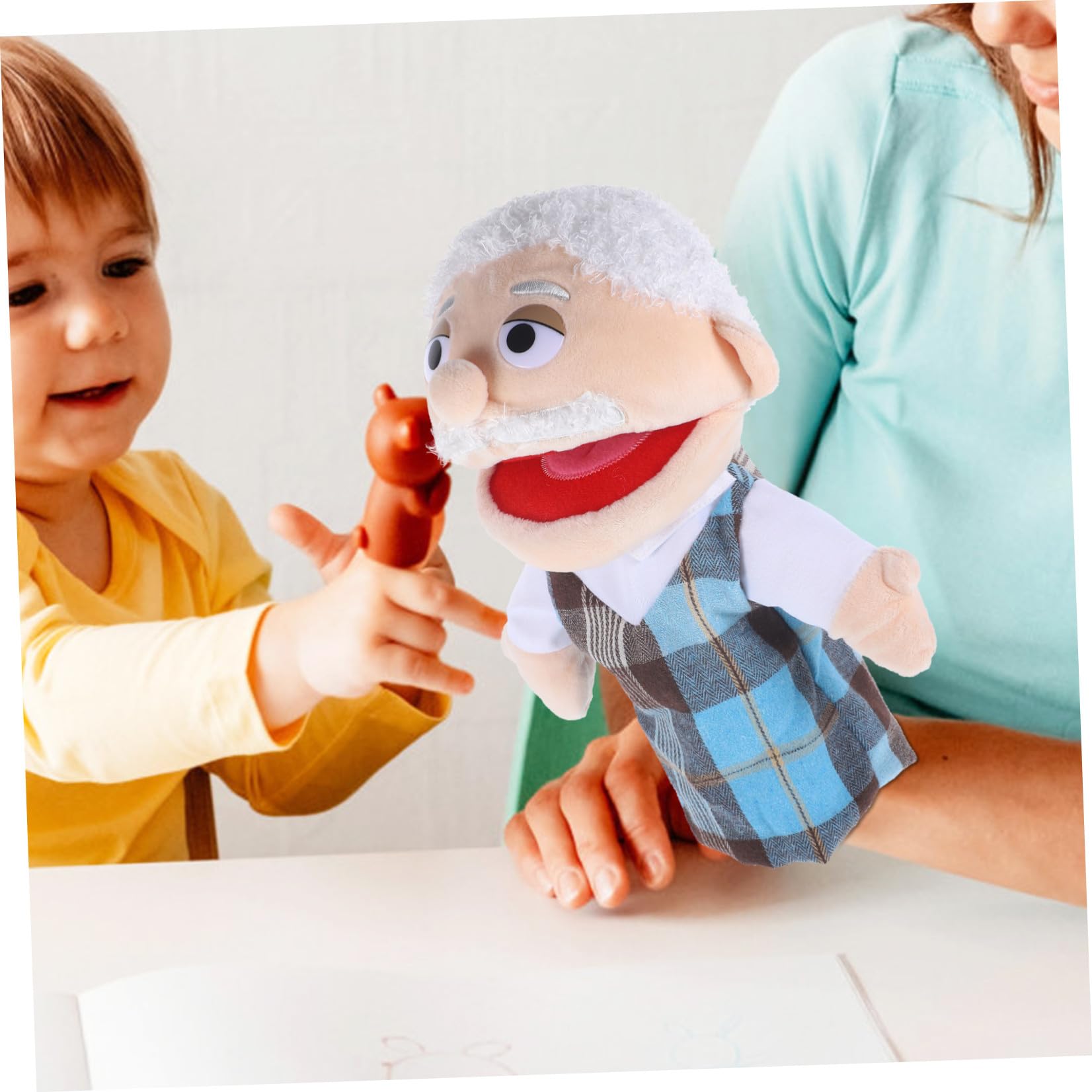 Beaupretty Marionetas de Mano y Desarrollo Sensorial para Niños 2 Piezas para Juego Interactivo Relleno de Algodón PP, Figuras Realistas de Abuelo y Abuela