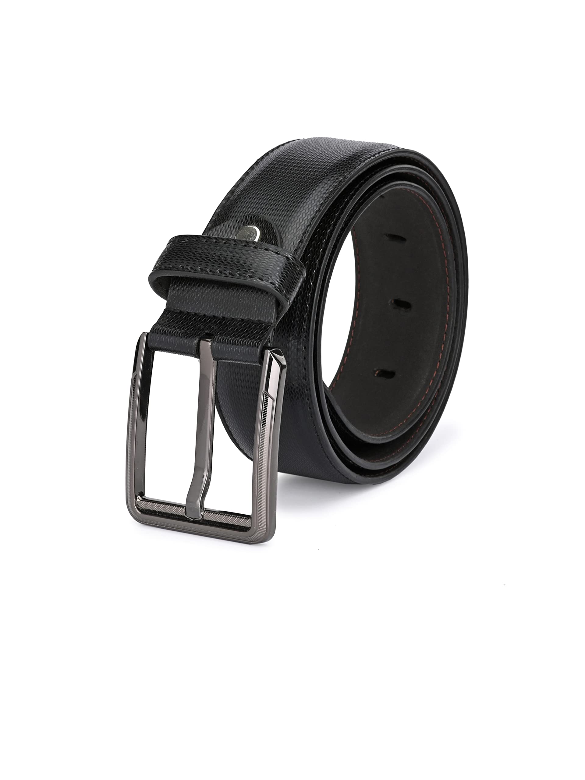 pacific gold Vegan Leather Belt For Men Colour Black For Waist Size 46 Inch-picture-11