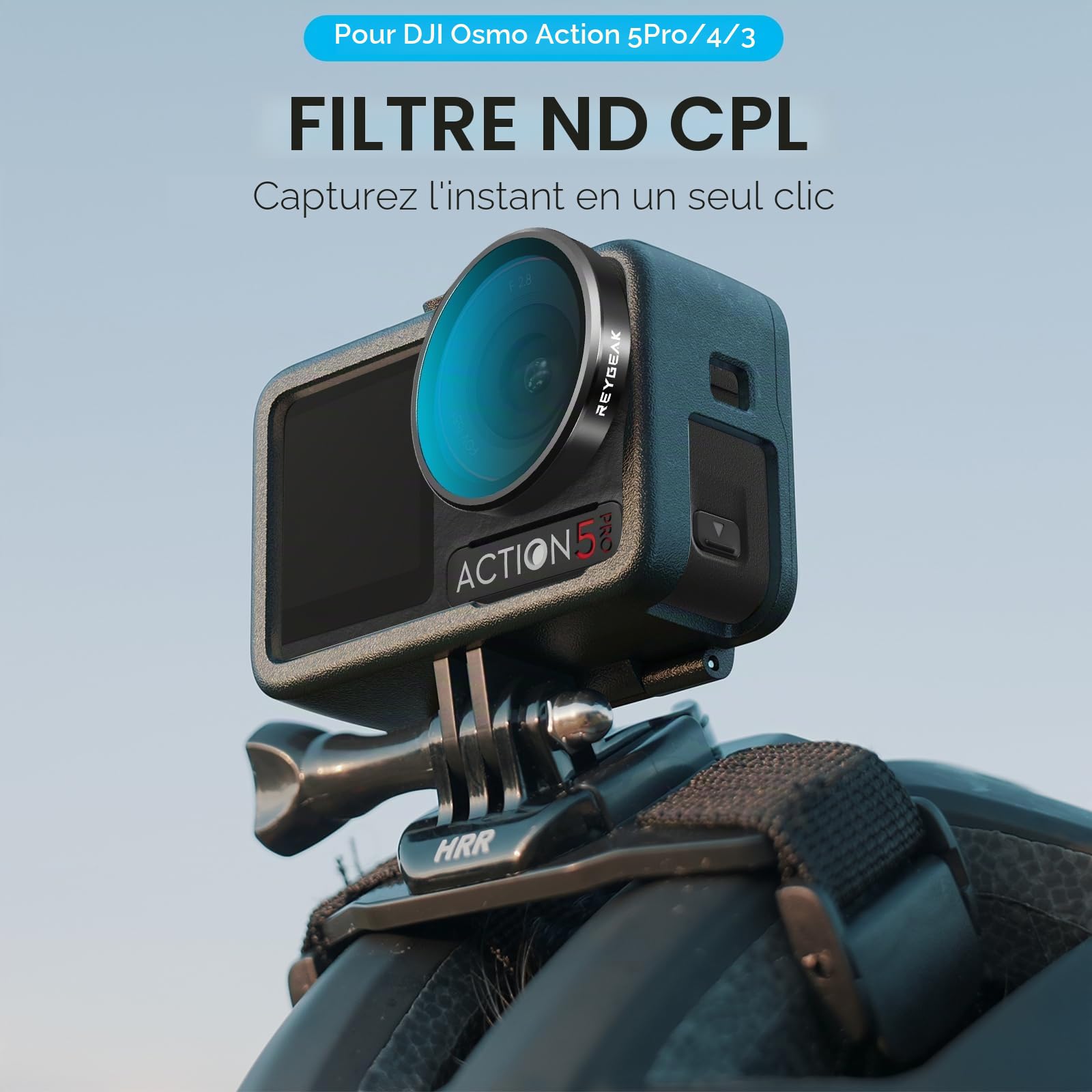 REYGEAK Lot de 4 filtres d'objectif pour DJI Action 5 Pro/4/3, CPL ND8 ND16 ND32, Filtre polarisant à densité Neutre, Verre Optique HD Multicouche pour Accessoires de caméra d'action DJI Osmo