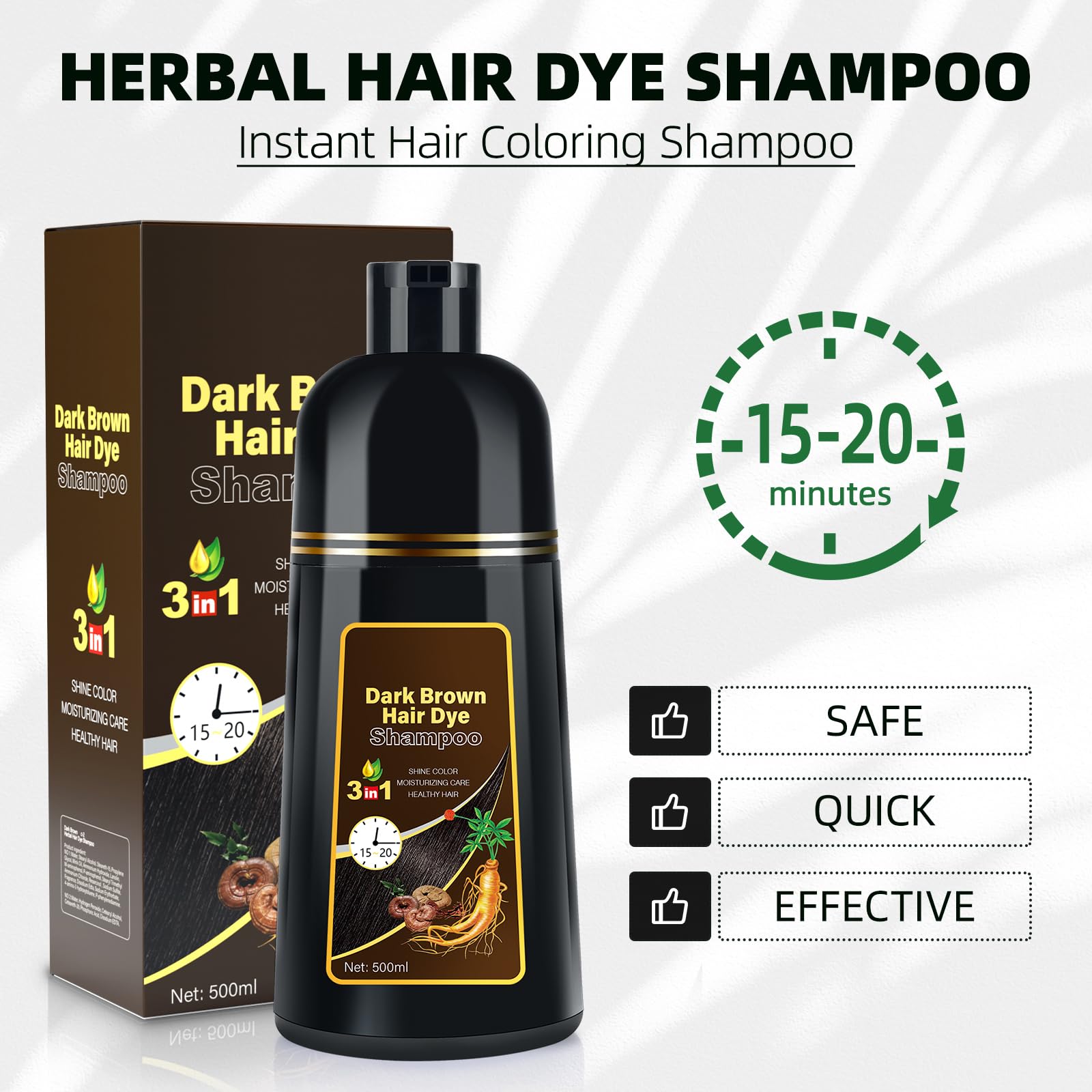 Amazon.com : Dark Brown Hair Dye Shampoo 3 in 1 for Gray Coverage