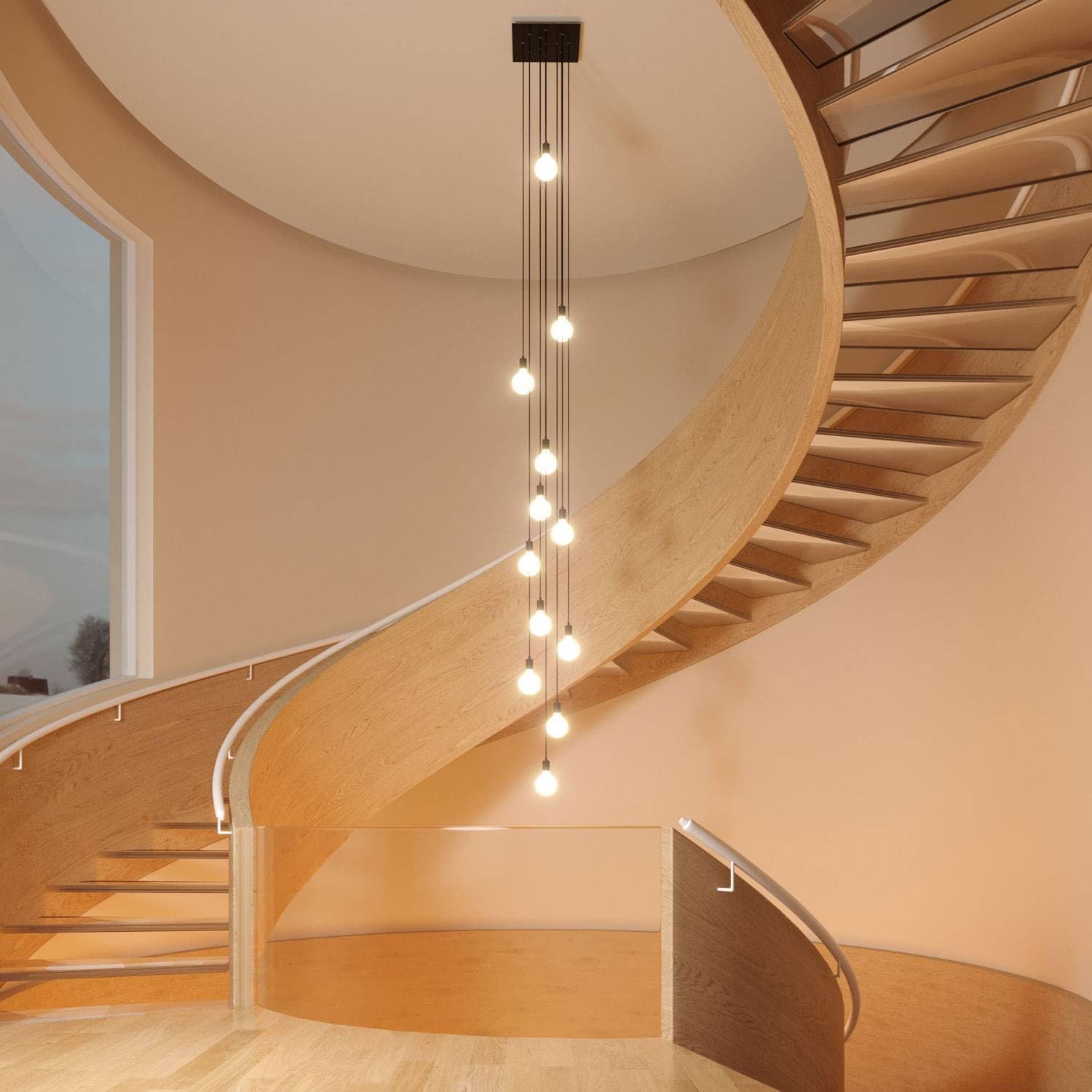 creative cables Rosone XXL quadrato bianco linea Rose-One (serracavo conico, dibond cemento, 12 fori e 4 fori laterali) – Per lampadari e sospensioni multiple