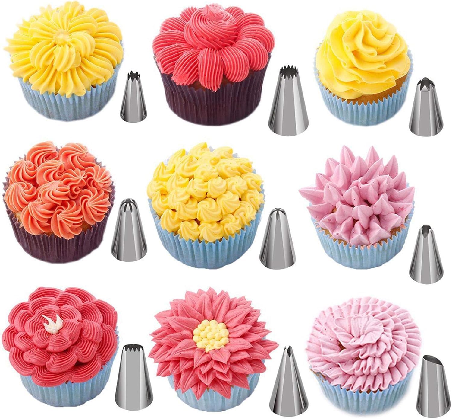 Kit di accessori per la decorazione di torte, set da 137 pezzi con punte per giradischi, spatole, tappi di ricambio, sacchetti riutilizzabili per principianti strumenti artigianali