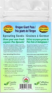 Oregon Giant Peas Sprouting Seeds | Pois géants de l'Oregon Graines à Germer | Certified Organic & Non-GMO | Net Wt. 250 Grams (Approx. 1,300 Seeds) | High Germination Rate | Product of Canada