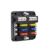 6 Way Blade Fuse Box Fuse Box Holder Standard Circuit Fuse Holder Box Block with LED Light Indication & Protection Cover for Car Boat Marine Trike Car Truck Vehicle SUV Yacht RV