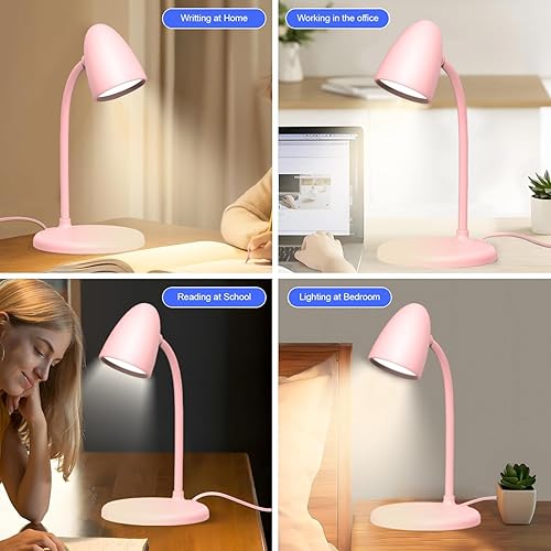 Miniatura 3 de Lámpara LED de escritorio para oficina en casa, 3 colores de luz, lámpara de mesa flexible de cuello de cisne, luz de lectura regulable para mesita