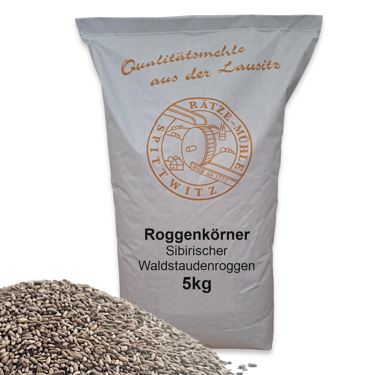 Roggenkörner vom Sibirischen Waldstaudenroggen 5kg | Ur-Waldstaude ganzes Korn gereinigt, frisch aus der Rätze- Mühle in bester Qualität Roggenkerne (5 kg)