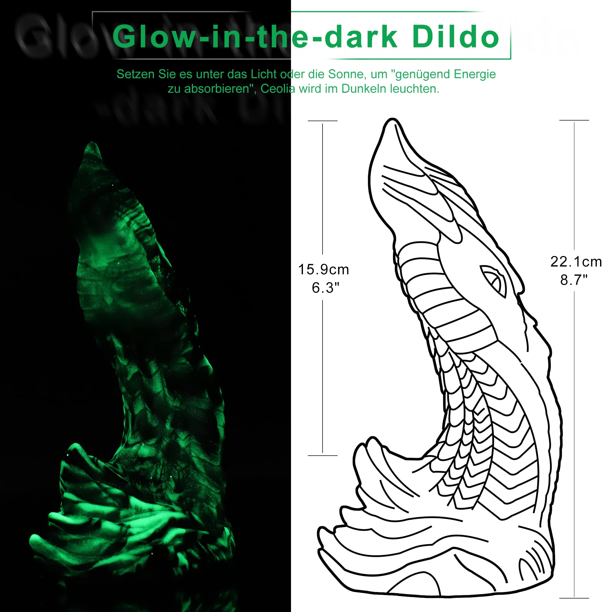 Wildolo APP Controlled Silicone Vibrator, Premium Fantasy Vibration Dildos, Double End Anal Dildo, Huge Dildo for Couple Play: Wildolo APP Controlled Silicone Vibrator, Premium Fantasy Vibration Dildos, Glow in The Dark Sex Toy for Men Women
