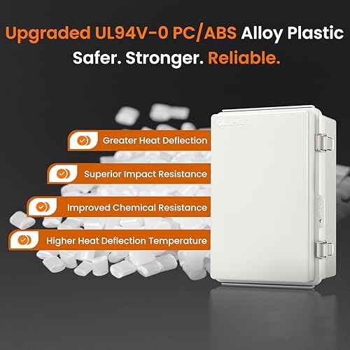 Miniatura 7 de QILIPSU Caja de conexiones impermeable de plástico de aleación de PCABS, 11.4 x 7.5 x 5.5 pulgadas, carcasa eléctrica Pro IP67 con placa de montaje,