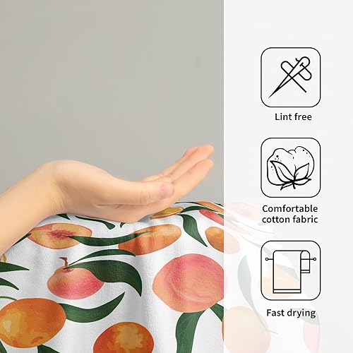 Miniatura 4 de Giwawa Juego de 2 toallas de mano de color naranja melocotón, toalla de cara con diseño de frutas, bonito diseño brillante y colorido, toalla facial