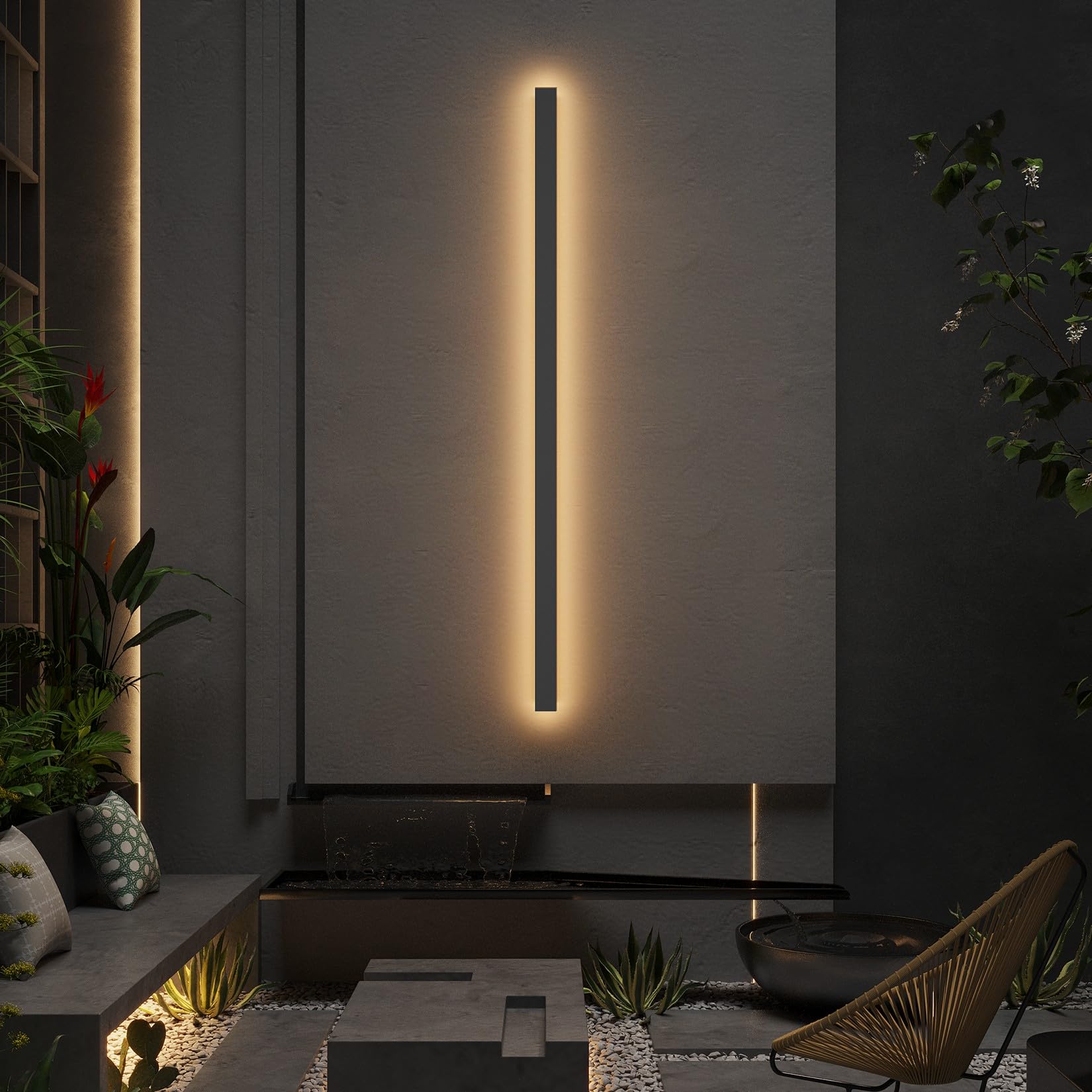 Coinmit 56In Long Outdoor Light,IP65 Waterproof Modern Exterior Lighting Fixture 3000K Linear Outdoor Light for Porch Courtyard