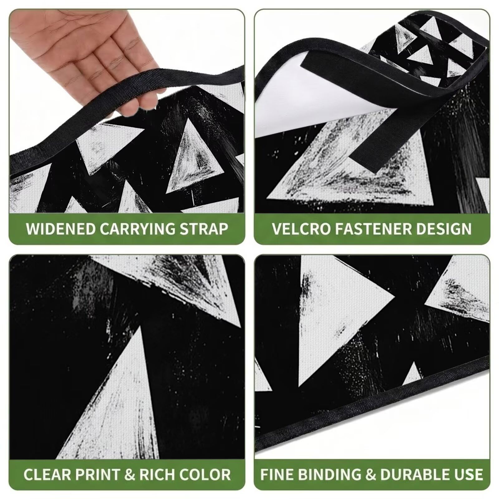 Couverture Pique Nique Grande 200x300cm,Outdoor Couverture Imperméable,Pliable Tapis de Plage Dos en PVC,Picnic Blanket pour Camping Accessoires,Jardin,Parc,Famille - Noir,Blanc,géométrie (6) FZ-117
