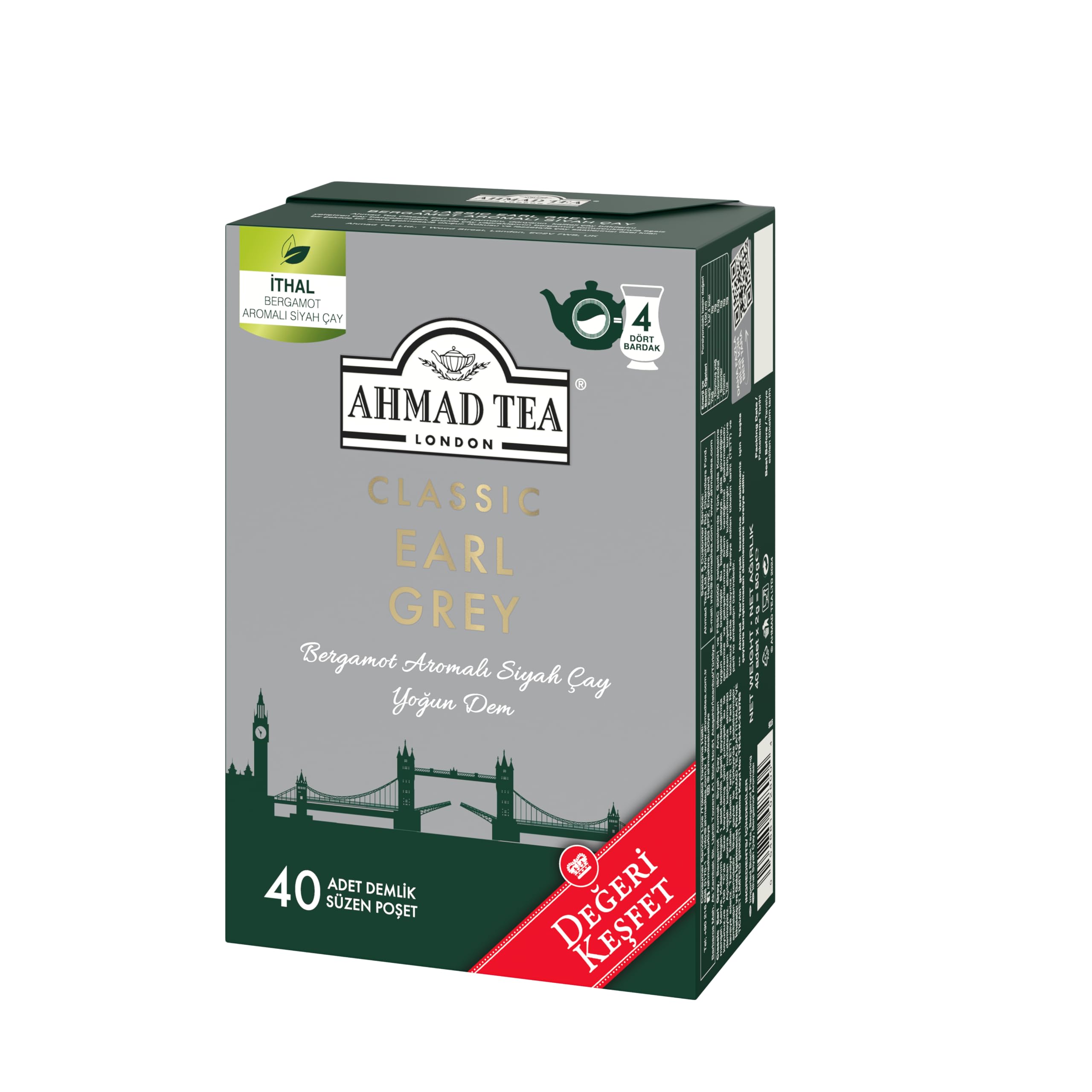 AHMAD TEA CLASSIC EARL GREY 40x2gr DEMLİK POŞET ÇAY