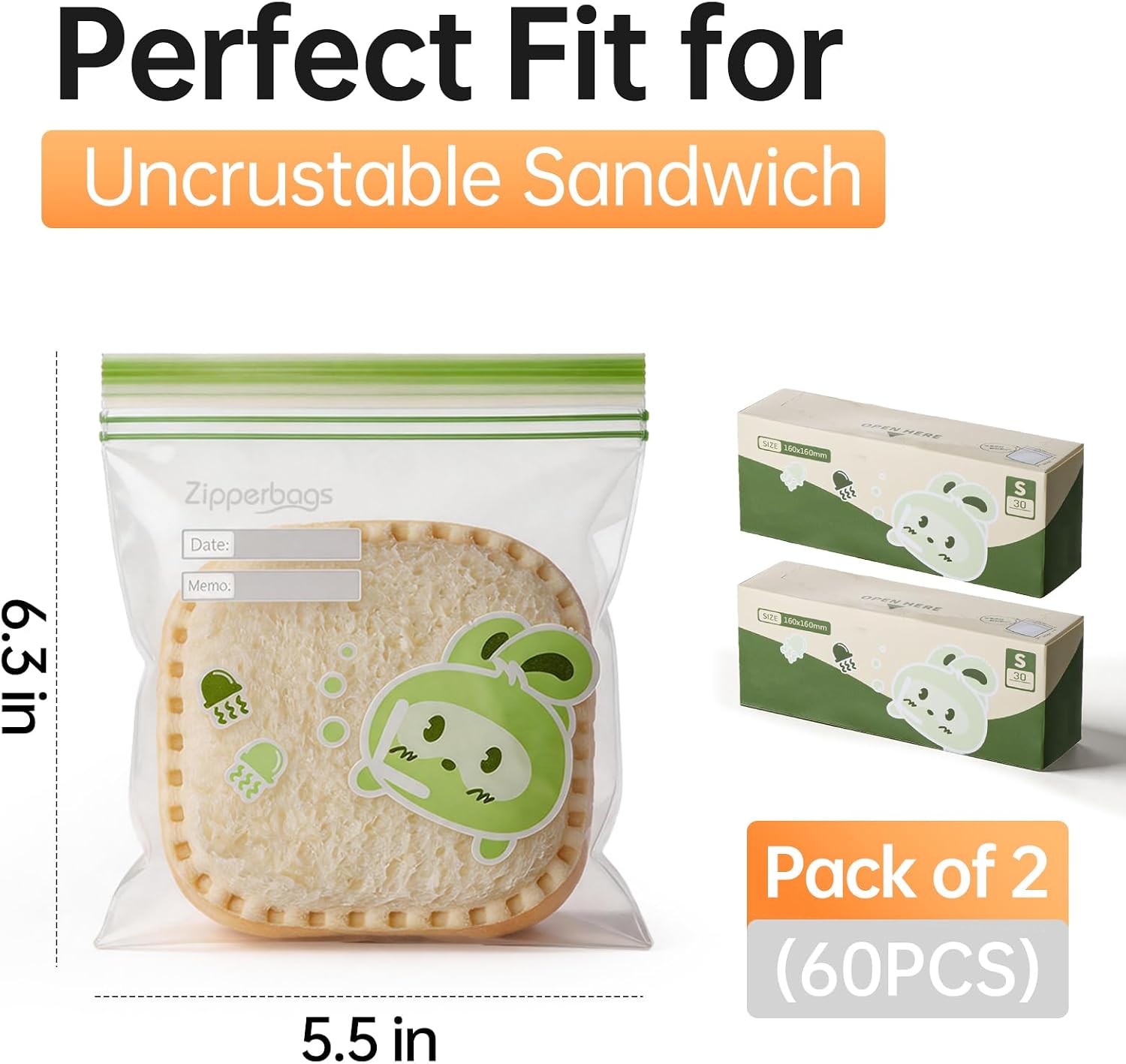 Uncrustable Sandwich Container Bags,60PCS image 2