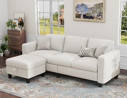 Sofás seccionales para sala de estar, sofá convertible en forma de L de 78 pulgadas, sofás de 3 plazas con otomana de almacenamiento, sofá moderno